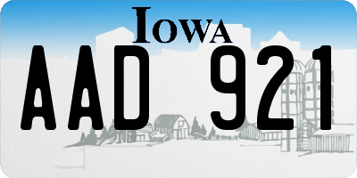 IA license plate AAD921