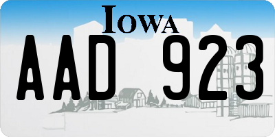 IA license plate AAD923