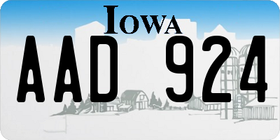 IA license plate AAD924