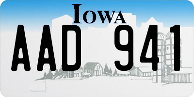 IA license plate AAD941