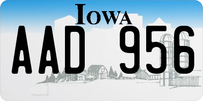 IA license plate AAD956