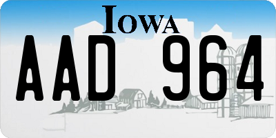 IA license plate AAD964