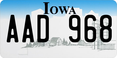 IA license plate AAD968