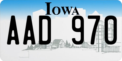 IA license plate AAD970