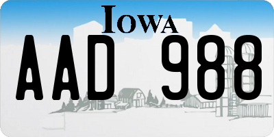 IA license plate AAD988