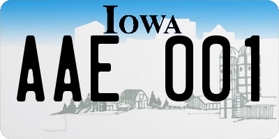 IA license plate AAE001
