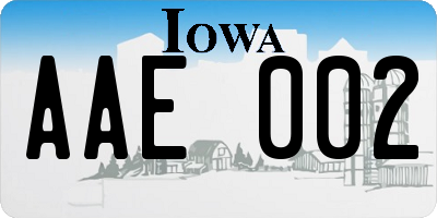IA license plate AAE002