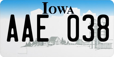 IA license plate AAE038