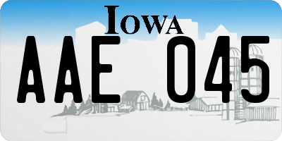 IA license plate AAE045