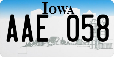 IA license plate AAE058
