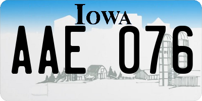 IA license plate AAE076