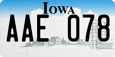 IA license plate AAE078