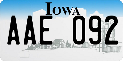 IA license plate AAE092