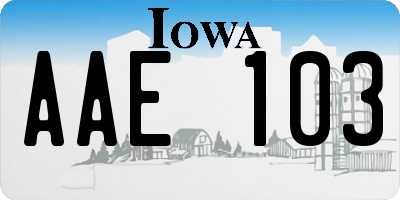 IA license plate AAE103
