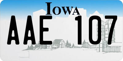 IA license plate AAE107