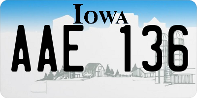 IA license plate AAE136