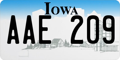 IA license plate AAE209