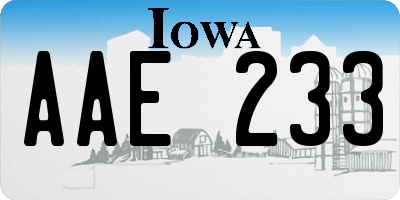 IA license plate AAE233