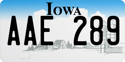 IA license plate AAE289