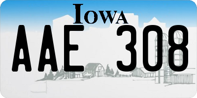 IA license plate AAE308