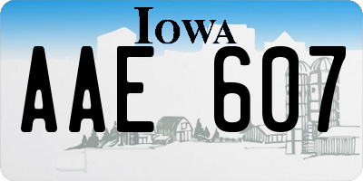 IA license plate AAE607