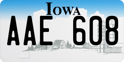 IA license plate AAE608