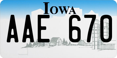 IA license plate AAE670