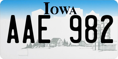 IA license plate AAE982