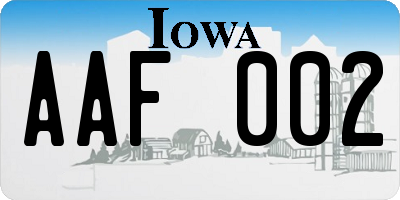 IA license plate AAF002