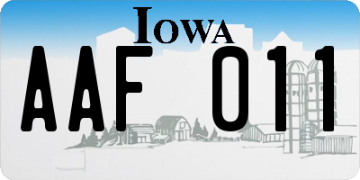IA license plate AAF011