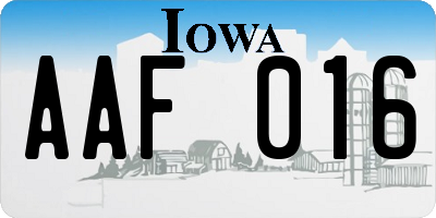 IA license plate AAF016