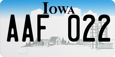 IA license plate AAF022