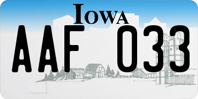 IA license plate AAF033