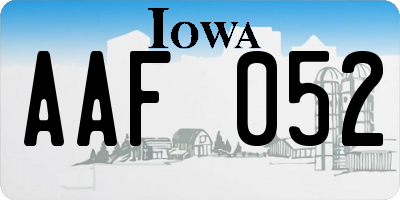IA license plate AAF052
