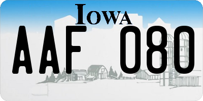 IA license plate AAF080