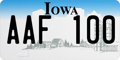 IA license plate AAF100