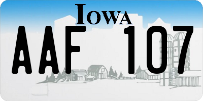 IA license plate AAF107