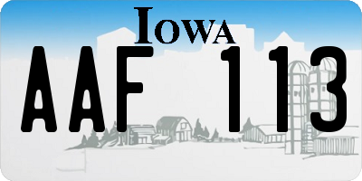 IA license plate AAF113