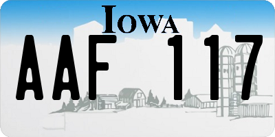 IA license plate AAF117