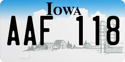 IA license plate AAF118