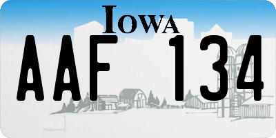 IA license plate AAF134