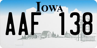 IA license plate AAF138