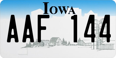 IA license plate AAF144