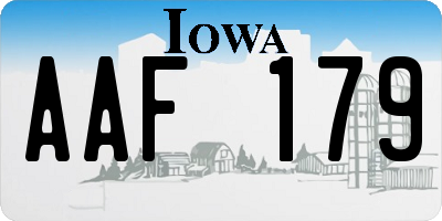IA license plate AAF179