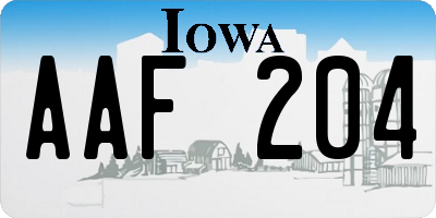 IA license plate AAF204