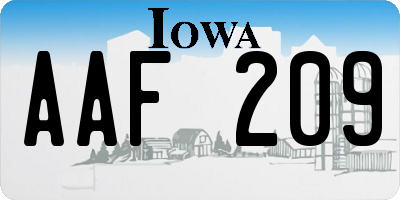 IA license plate AAF209