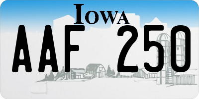 IA license plate AAF250