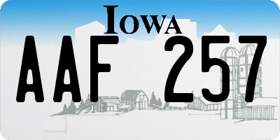 IA license plate AAF257