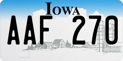 IA license plate AAF270
