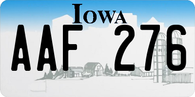 IA license plate AAF276